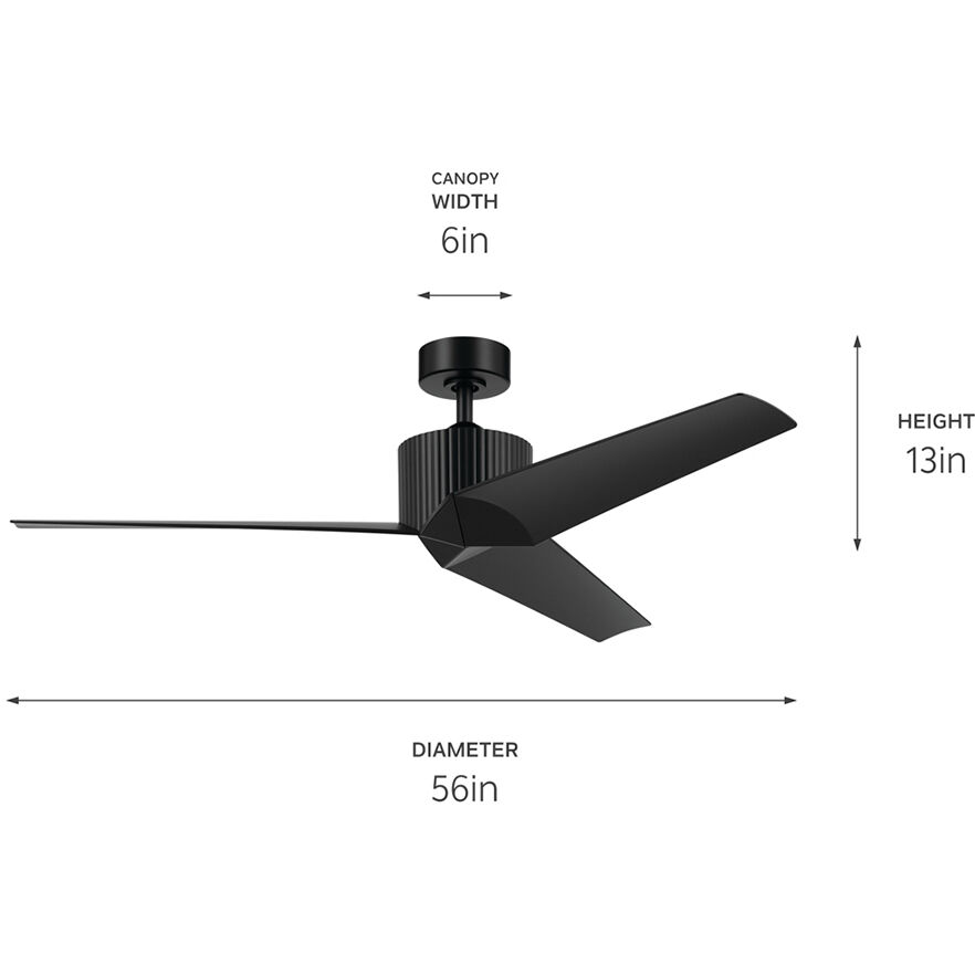 Almere 56 inch Satin Black Ceiling Fan