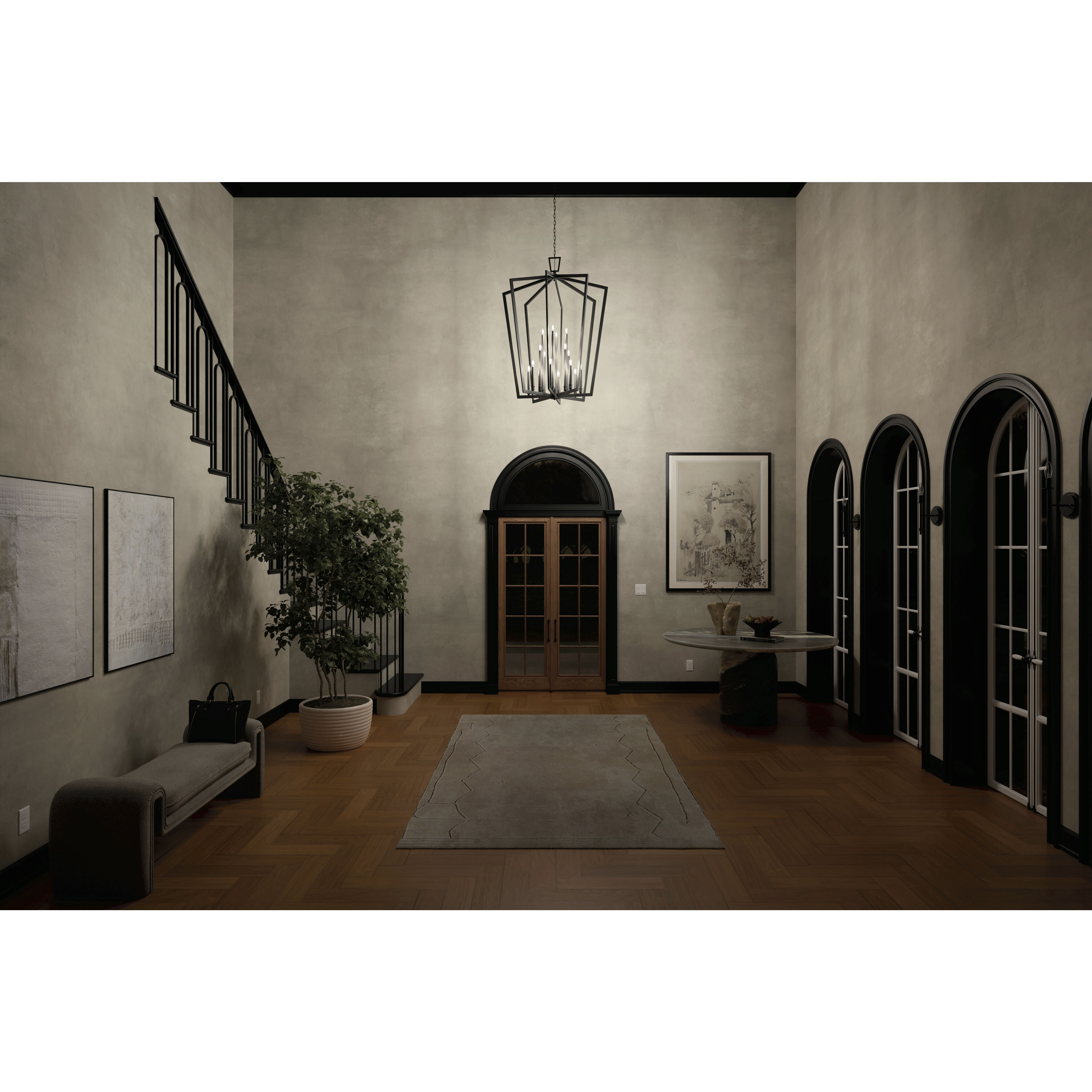 Abbotswell 16 Light Black Pendant Ceiling Light