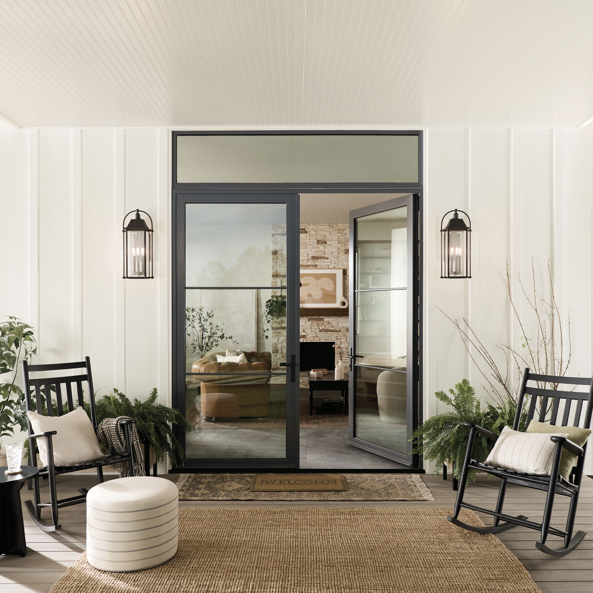 Harbor Row 4 Light 28.75 inch Textured Black Outdoor Wall Sconce, Large