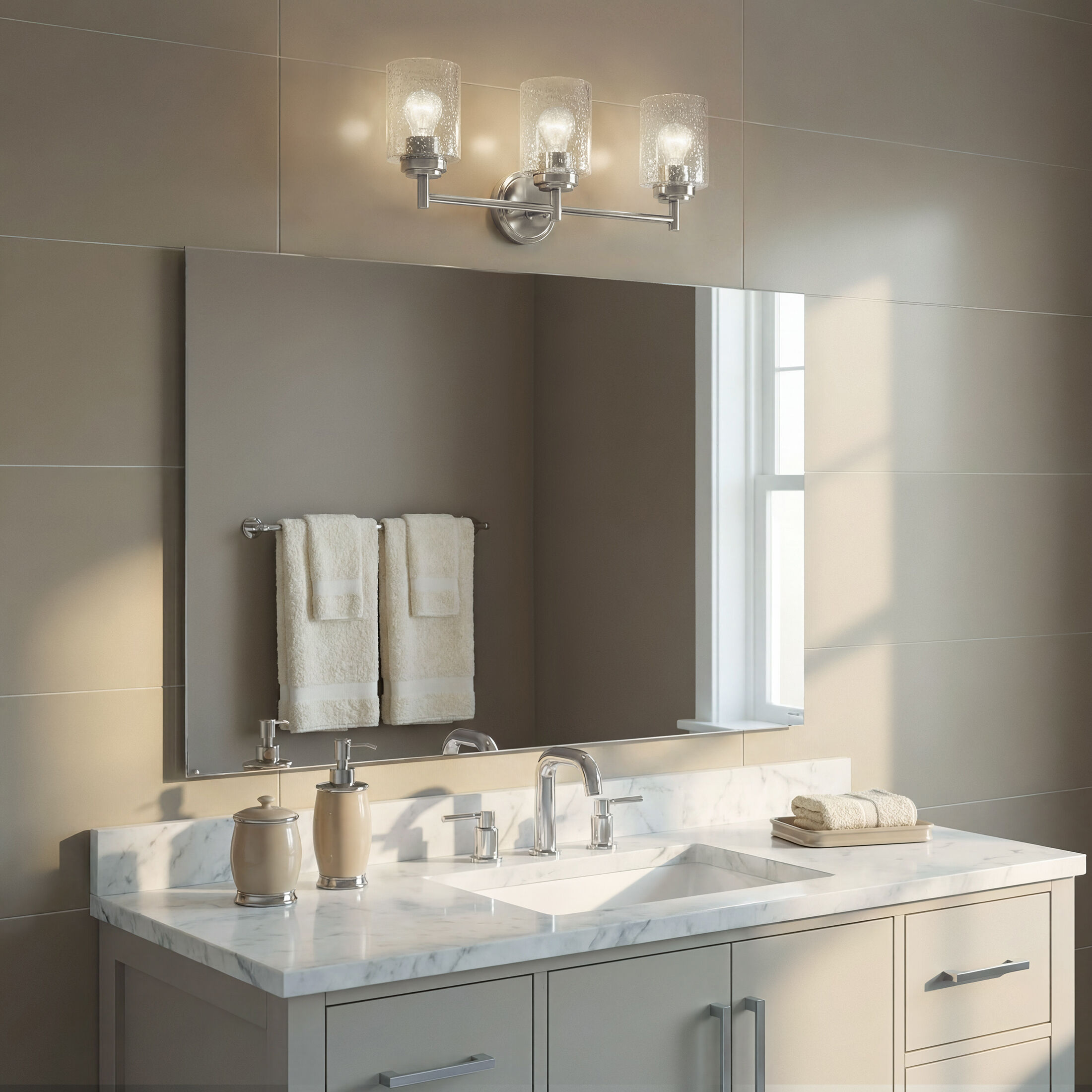 Winslow 3 Light 22 inch Brushed Nickel Wall Mt Bath 3 Arm Wall Light