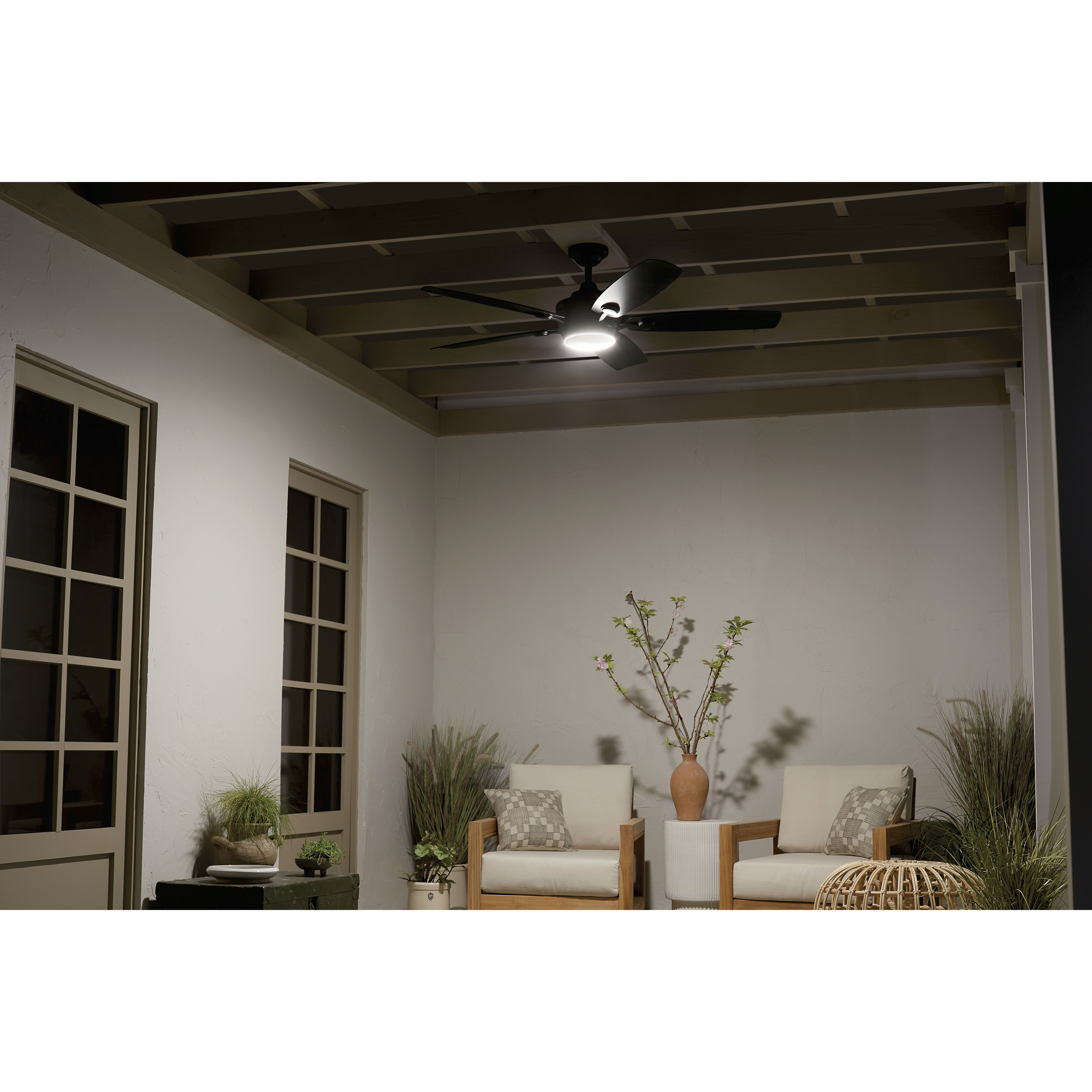 Tranquil 56 inch Satin Black with Black Blades Ceiling Fan