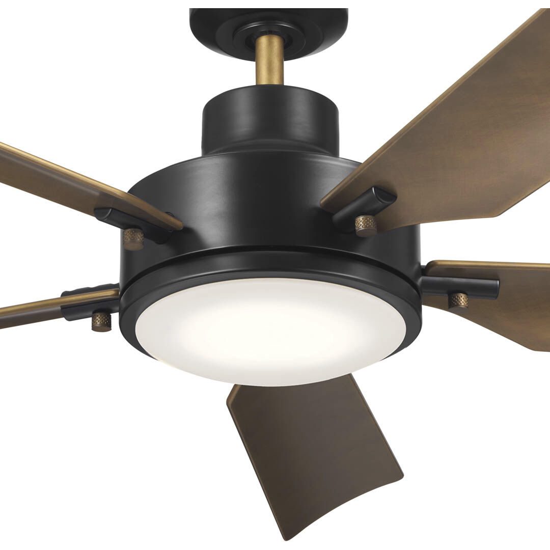 Guardian 54 inch Satin Black with Natural Brass Blades Ceiling Fan