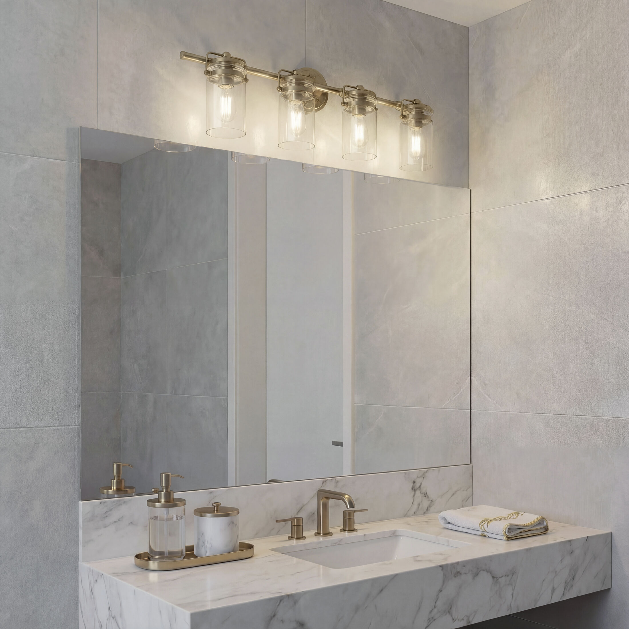 Brinley 4 Light 32.5 inch Champagne Bronze Bath Vanity Light Wall Light