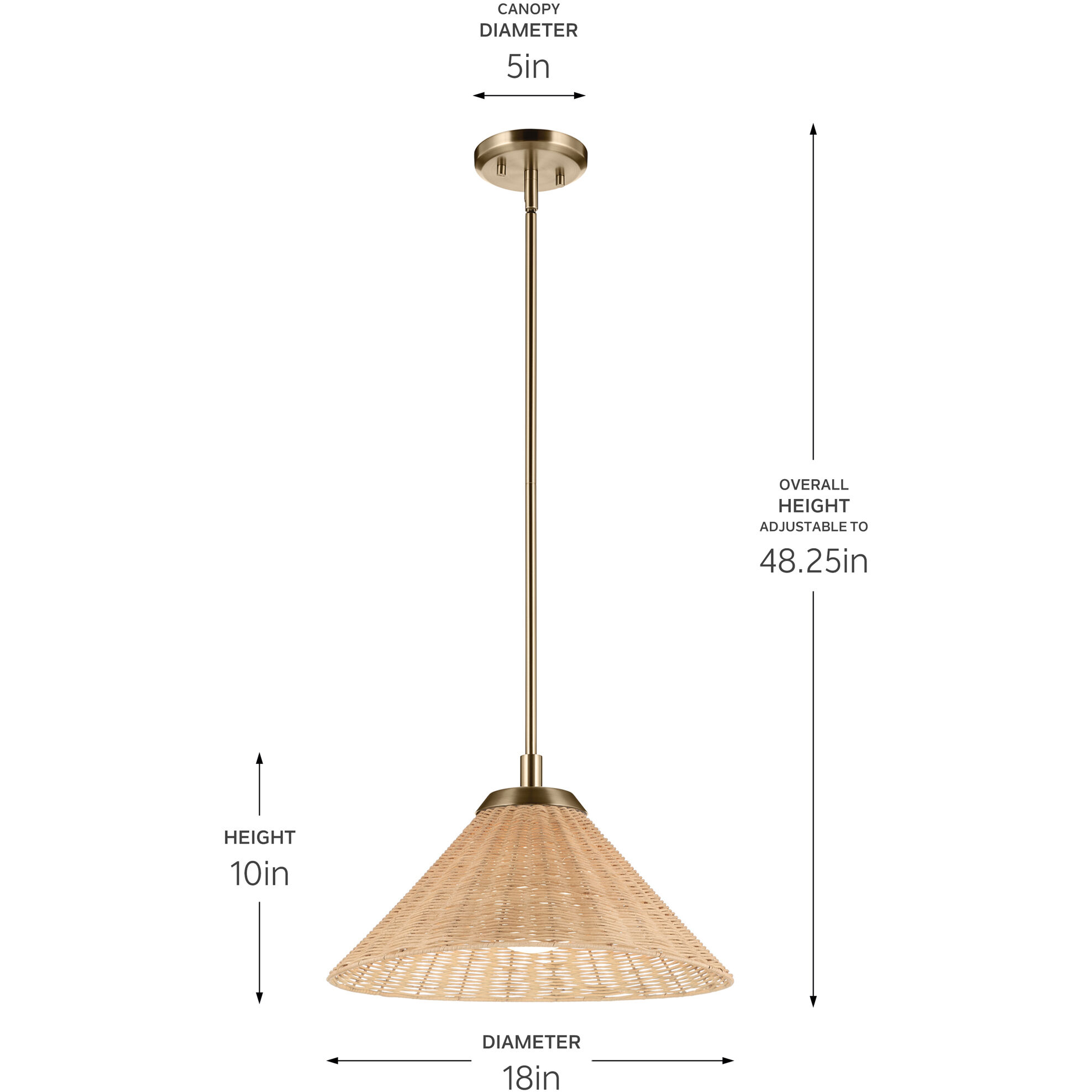 Bekah 1 Light Champagne Bronze Pendant Ceiling Light, Convertible