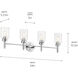 Madden 4 Light 34 inch Chrome Wall Mount Bath Wall Light, 4 Arm