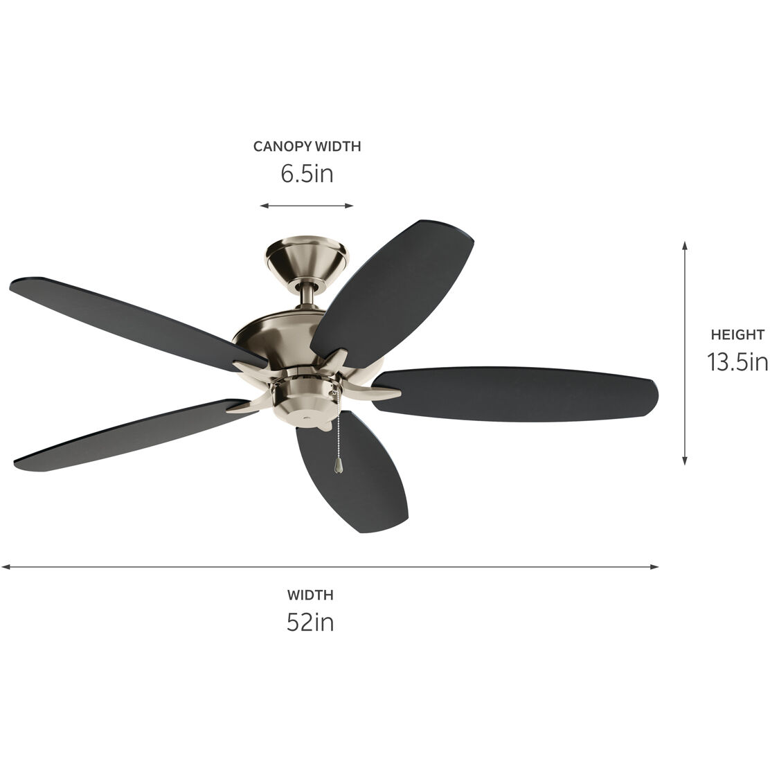 Renew 52 inch Brushed Stainless Steel with Silver Blades Ceiling Fan