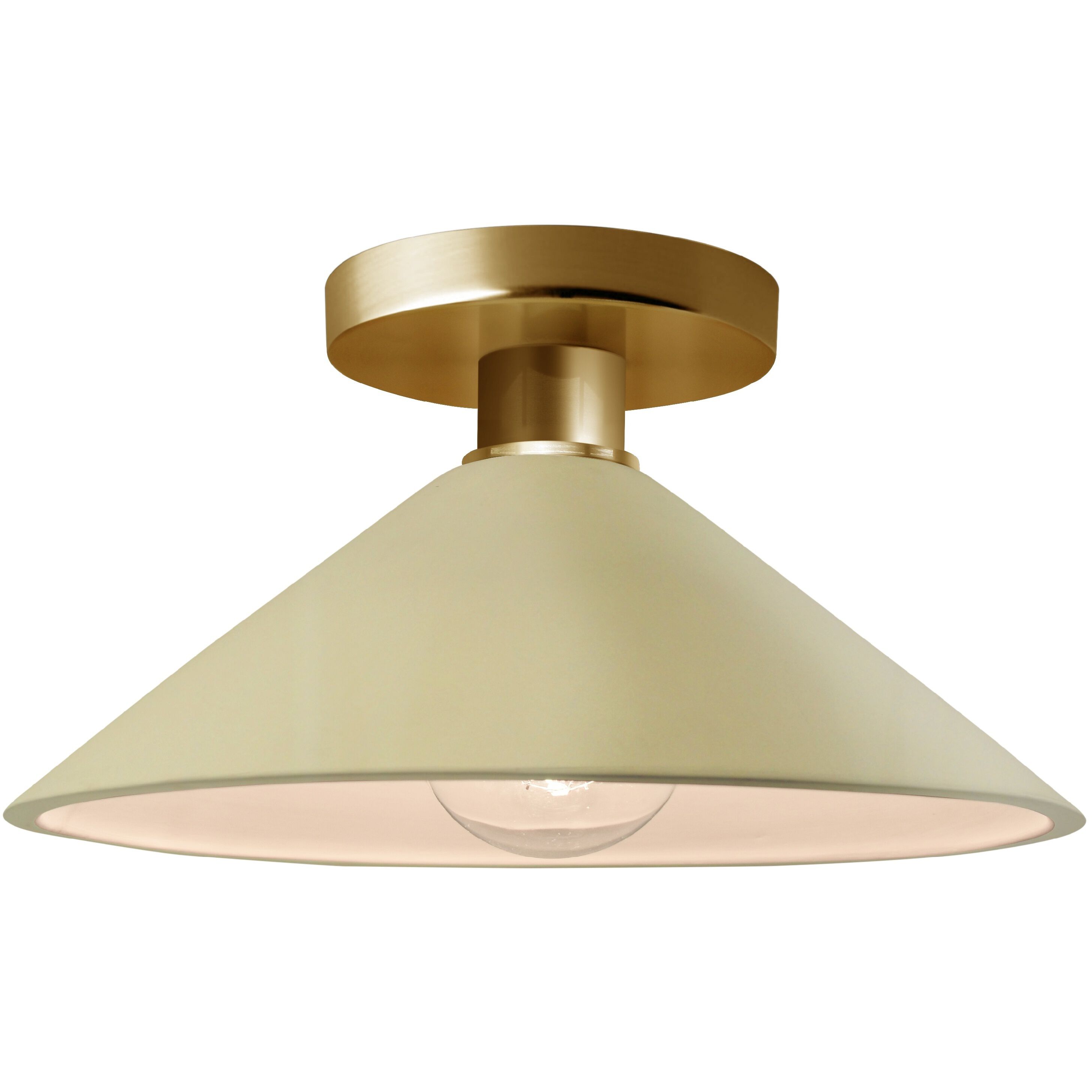 Radiance LED 11.75 inch Vanilla Gloss and Polished Brass Semi Flush Ceiling Light