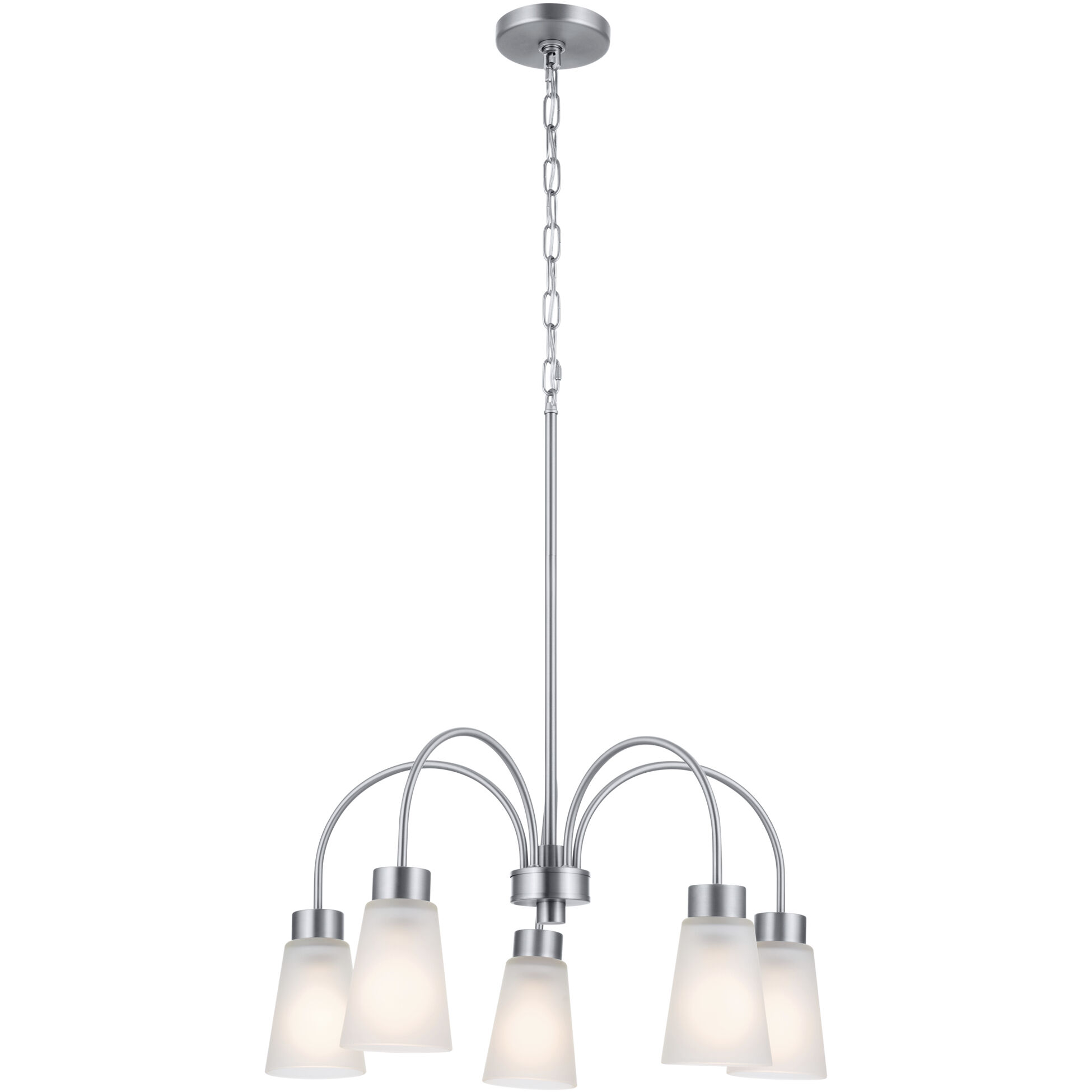 Erma 5 Light Brushed Nickel Chandelier Ceiling Light, Medium, 1 Tier