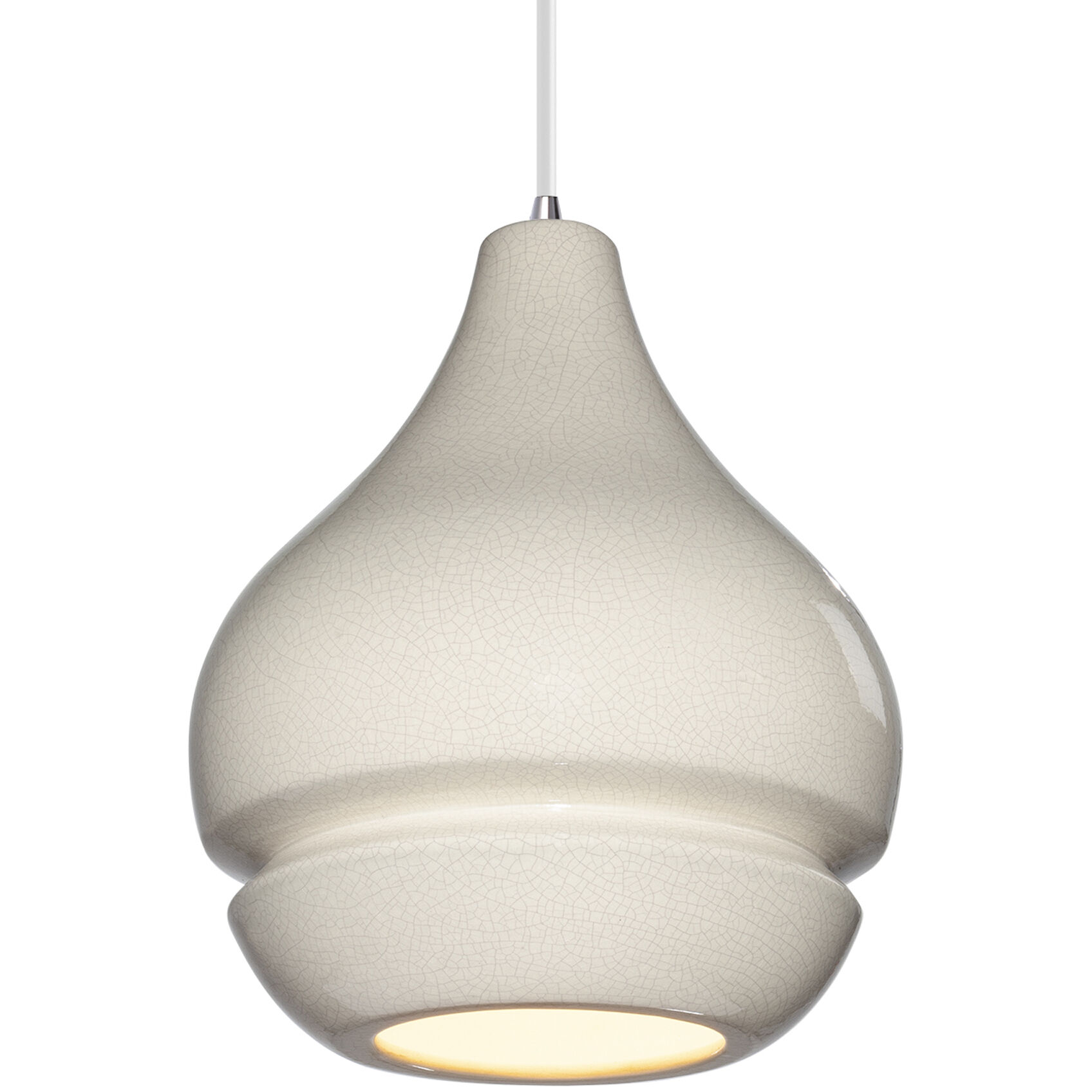 Radiance Collection 1 Light 8 inch Polished Chrome and White Crackle and White Pendant Ceiling Light