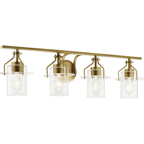 Everett 4 Light 34.25 inch Brushed Brass Bath Vanity Light Wall Light