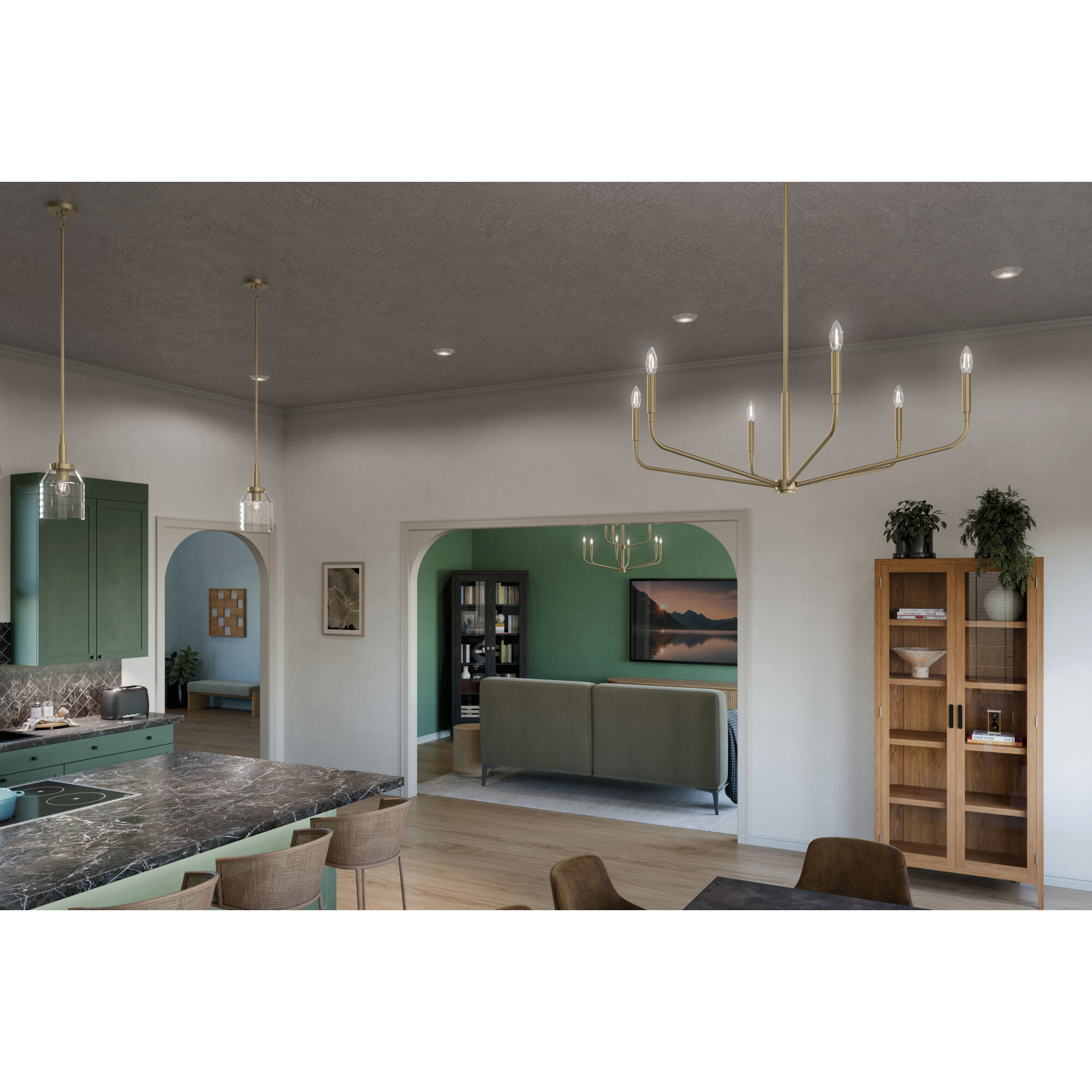 Madden 6 Light Champagne Bronze Chandelier Ceiling Light, 1 Tier Large