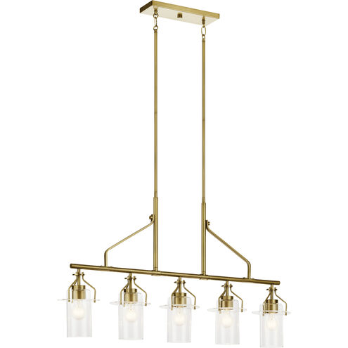 Everett 5 Light 6.5 inch Brushed Brass Chandelier Ceiling Light in Natural Brass