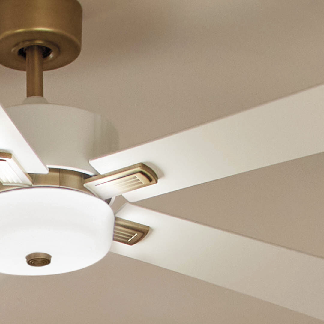 Icon 56 inch Brushed Natural Brass with White Blades Ceiling Fan