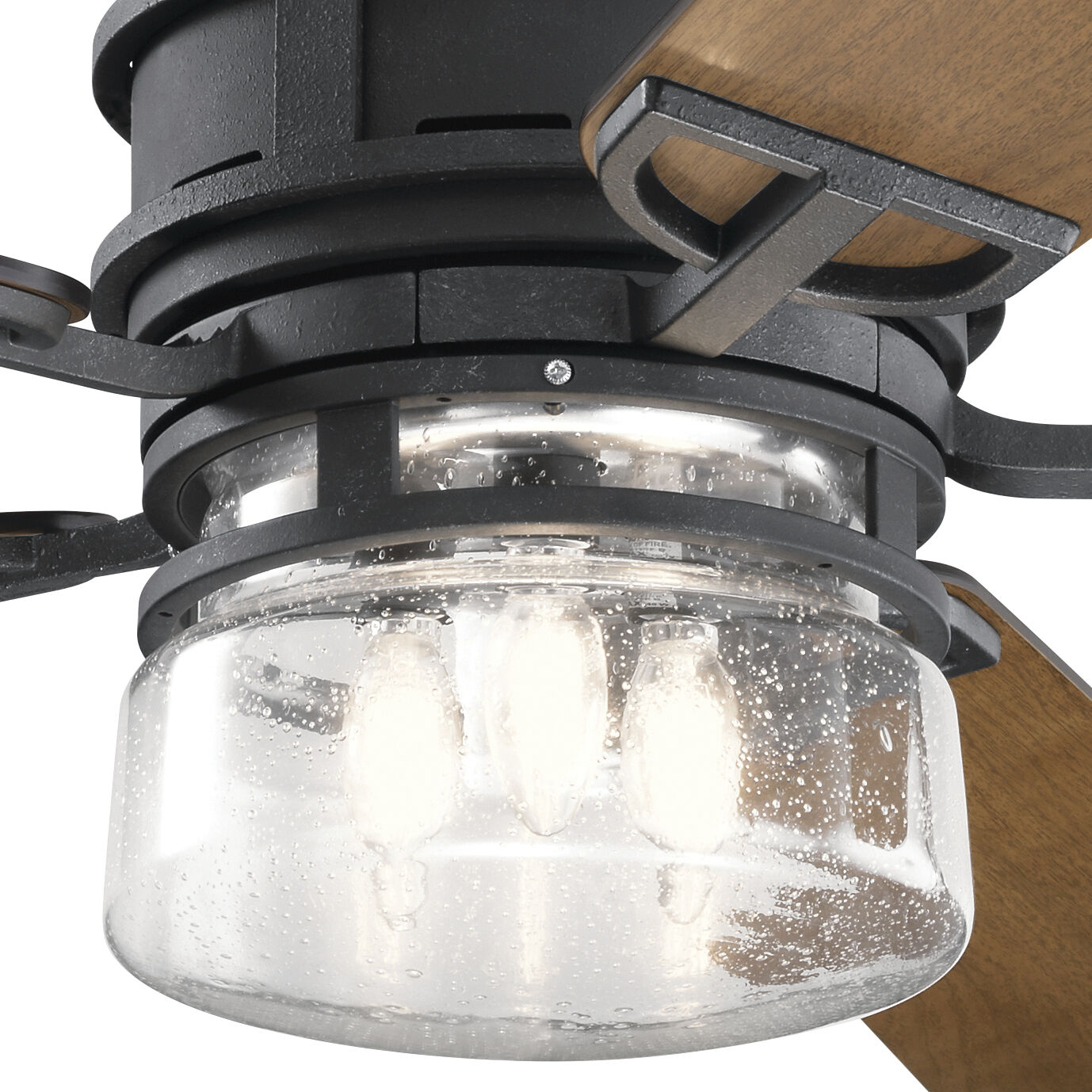 Lyndon 60 inch Distressed Black with Walnut Shadowed Blades Ceiling Fan