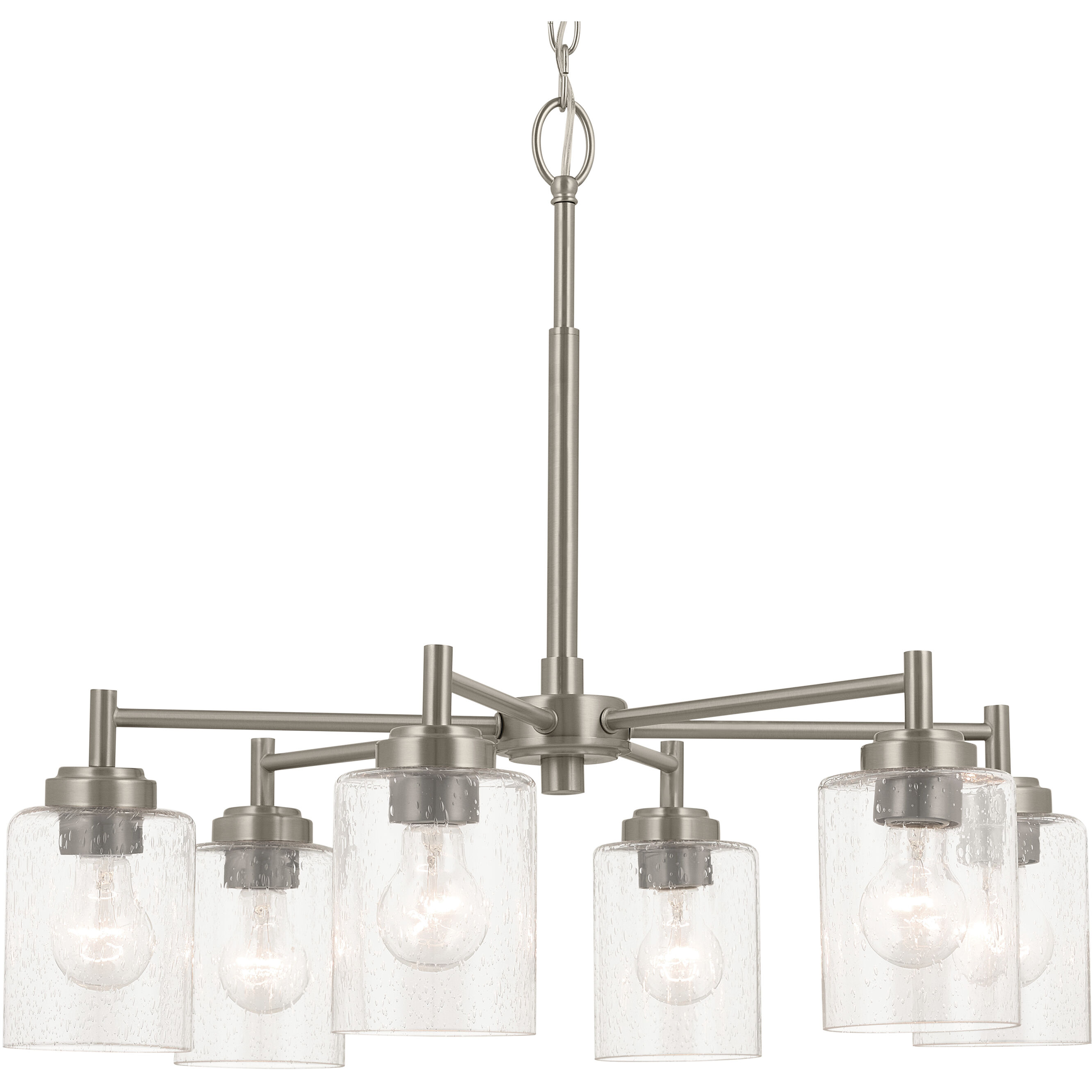 Winslow 6 Light Brushed Nickel Chandelier Ceiling Light, Large
