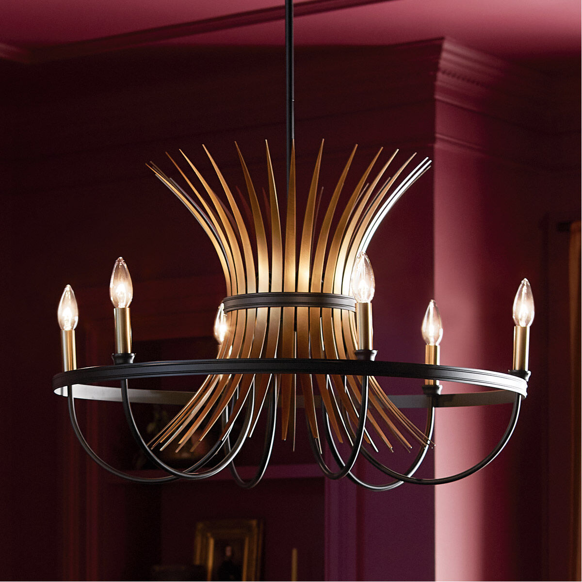 Homestead Baile 6 Light 29 inch Black Chandelier Ceiling Light, Baile 