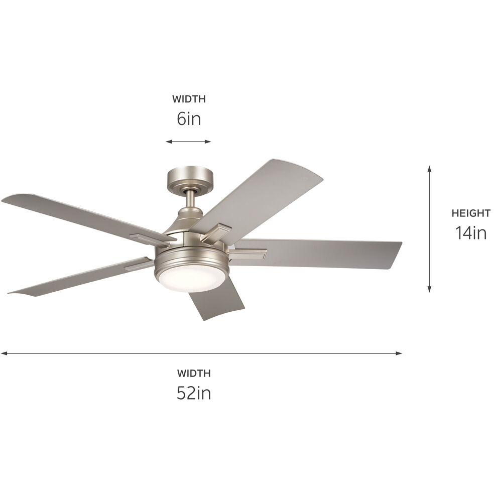 Tide 52 inch Brushed Nickel with Silver Blades Ceiling Fan