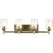 Shailene 4 Light 29.75 inch Natural Brass Bath Light Wall Light