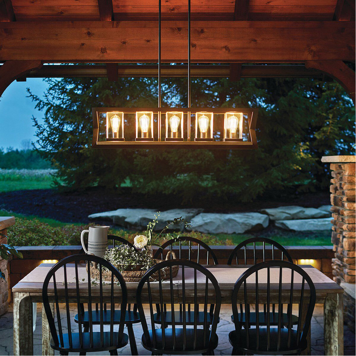 Morelle 5 Light 11 inch Black Outdoor Chandelier