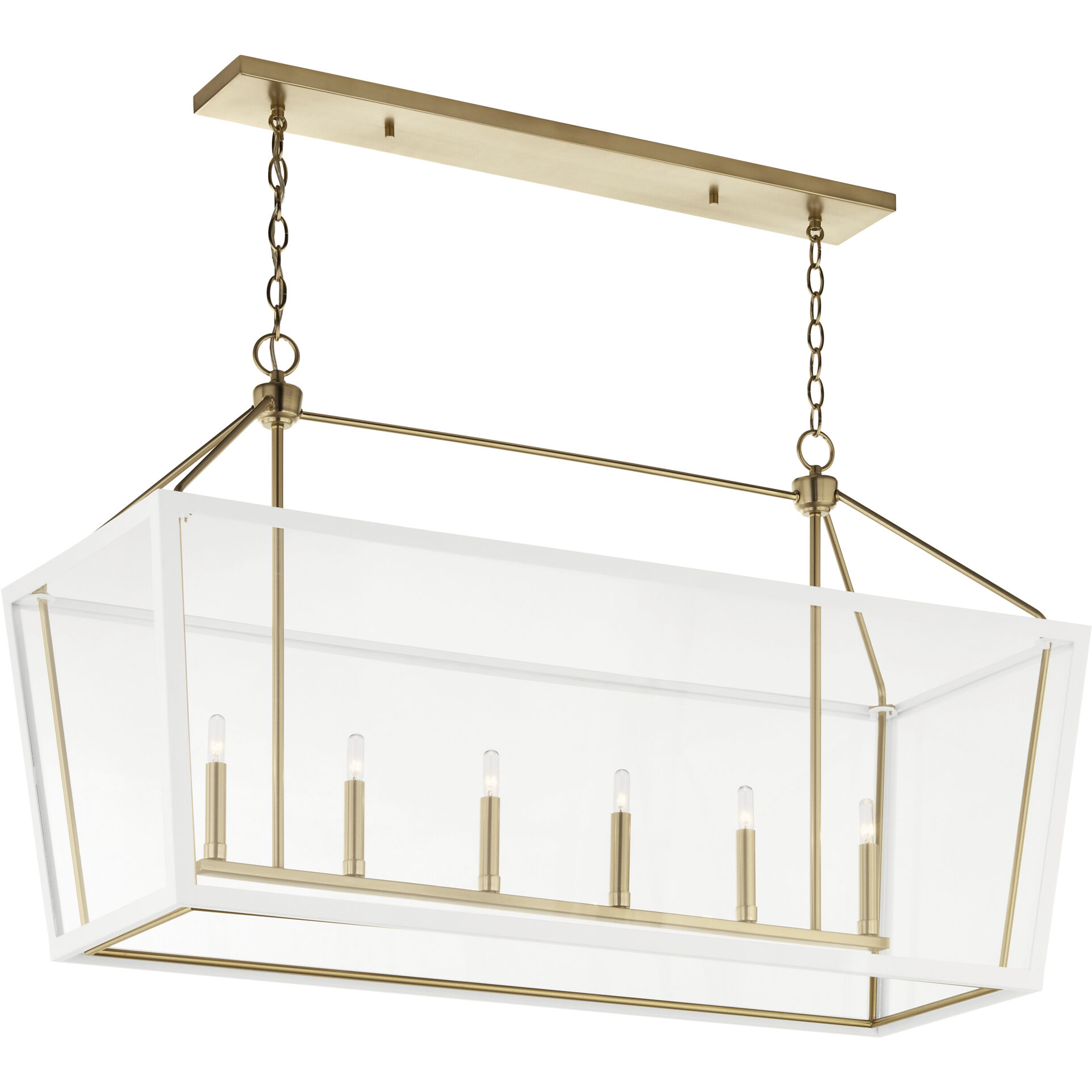 Delvin 6 Light 44.25 inch Champagne Bronze with White Chandelier Linear Ceiling Light, Single