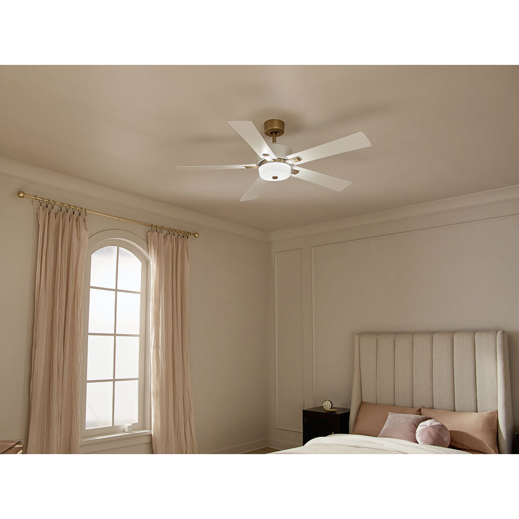 Icon 56 inch Brushed Natural Brass with White Blades Ceiling Fan