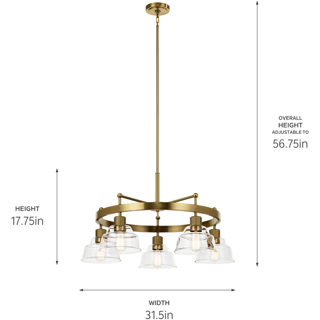Eastmont 5 Light 31.5 inch Brushed Brass Chandelier Ceiling Light, Large
