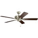 Basics Pro 52 inch Brushed Nickel with Walnut Blades Ceiling Fan