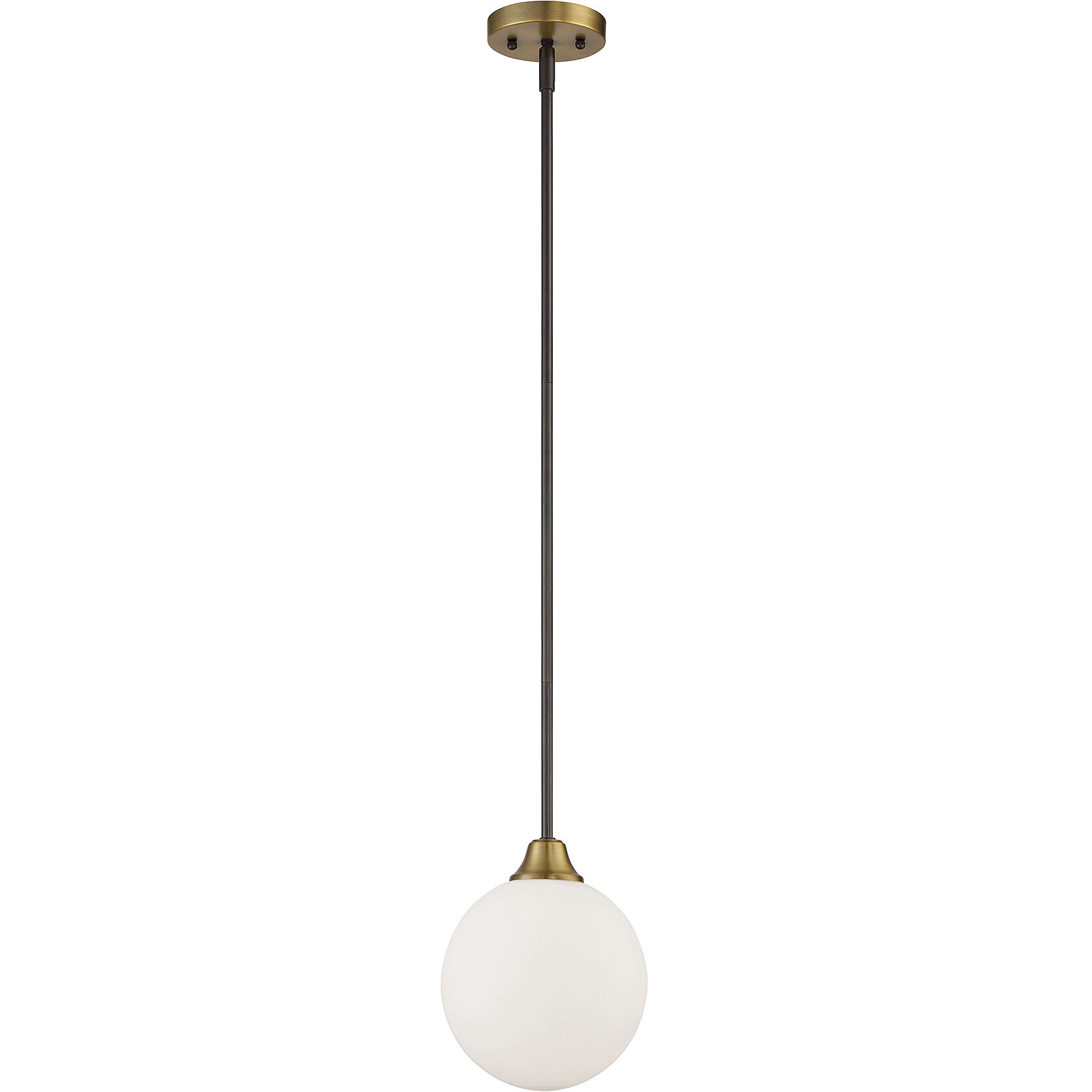 Mid-Century Modern 1 Light 8 inch Oil Rubbed Bronze with Natural Brass Mini-Pendant Ceiling Light