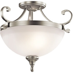 Monroe LED 17 inch Brushed Nickel Semi Flush Light Ceiling Light in Satin Etched Glass