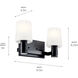 Adani 2 Light 14.5 inch Black Bath Bracket Wall Light, 2 Arm