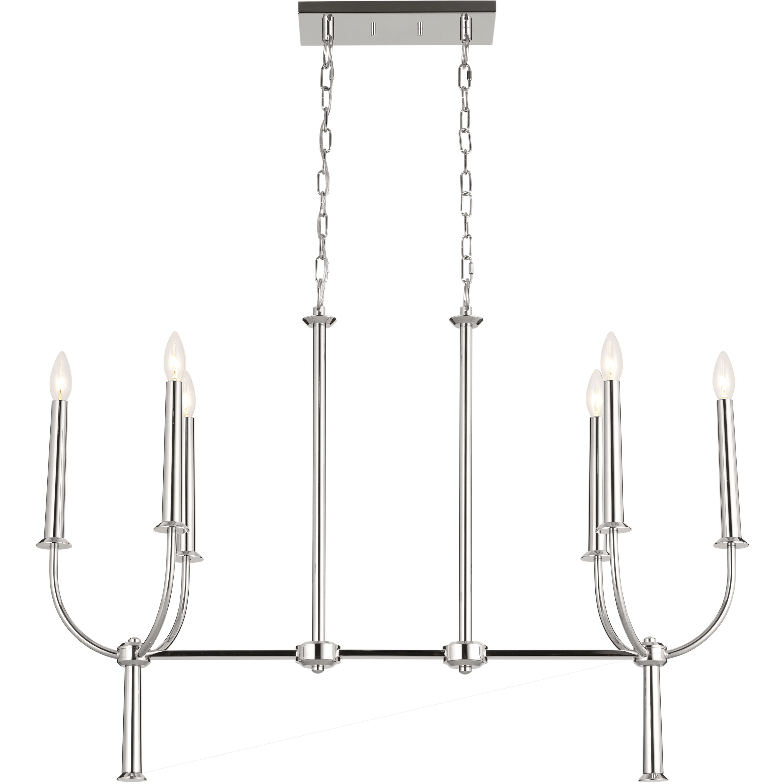 Florence 6 Light 10 inch Polished Nickel Chandelier Linear Ceiling Light