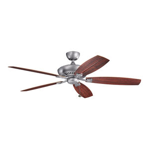 Canfield 60 inch Weathered Steel Powder Coat with Teak Blades Ceiling Fan