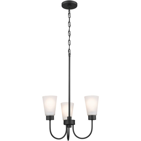 Erma 3 Light Black Chandelier Ceiling Light, Small, 1 Tier