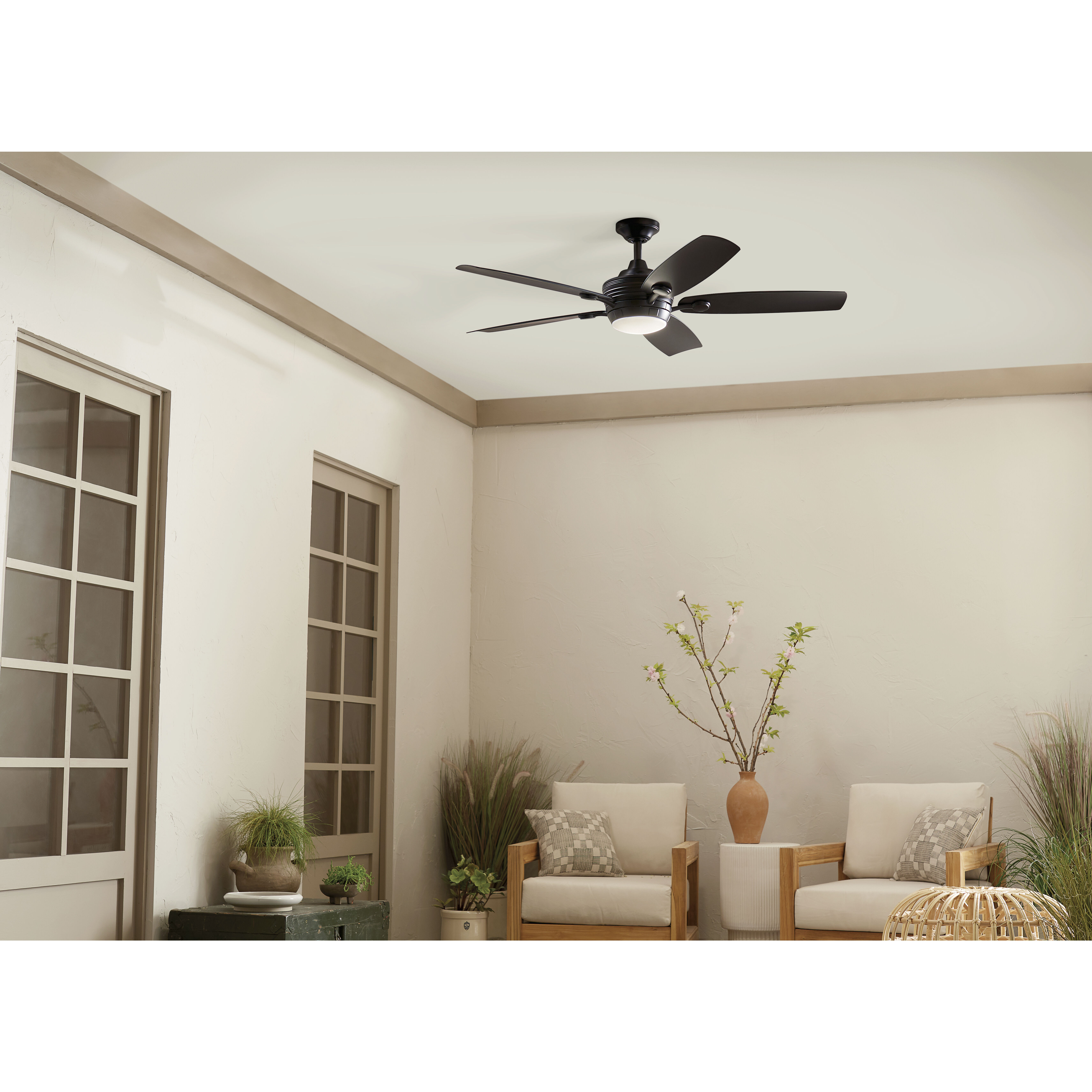 Tranquil 56 inch Satin Black with Black Blades Ceiling Fan