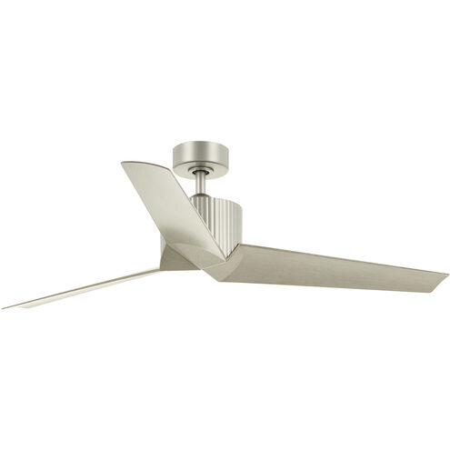 Almere 56 inch Brushed Nickel with Weathered White Walnut Blades Ceiling Fan