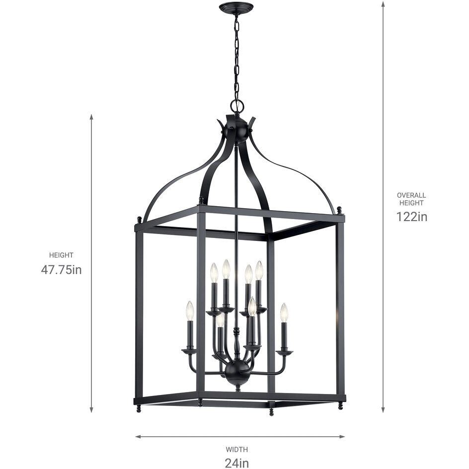 Larkin 8 Light 24 inch Black Chandelier Foyer Ceiling Light
