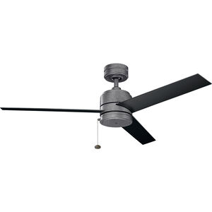 Arkwet 52 inch Weathered Steel Powder Coat with Satin Black Blades Ceiling Fan