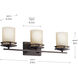 Hendrik 3 Light 24 inch Olde Bronze Wall Mt Bath 3 Arm Wall Light in Light Opal