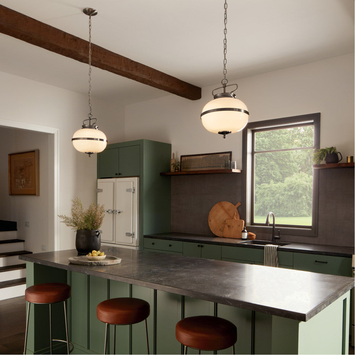 Homestead Opal 2 Light 12.25 inch Classic Pewter Pendant Ceiling Light