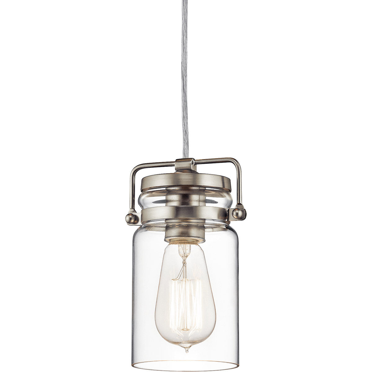 Brinley 1 Light 5 inch Brushed Nickel Mini Pendant Ceiling Light