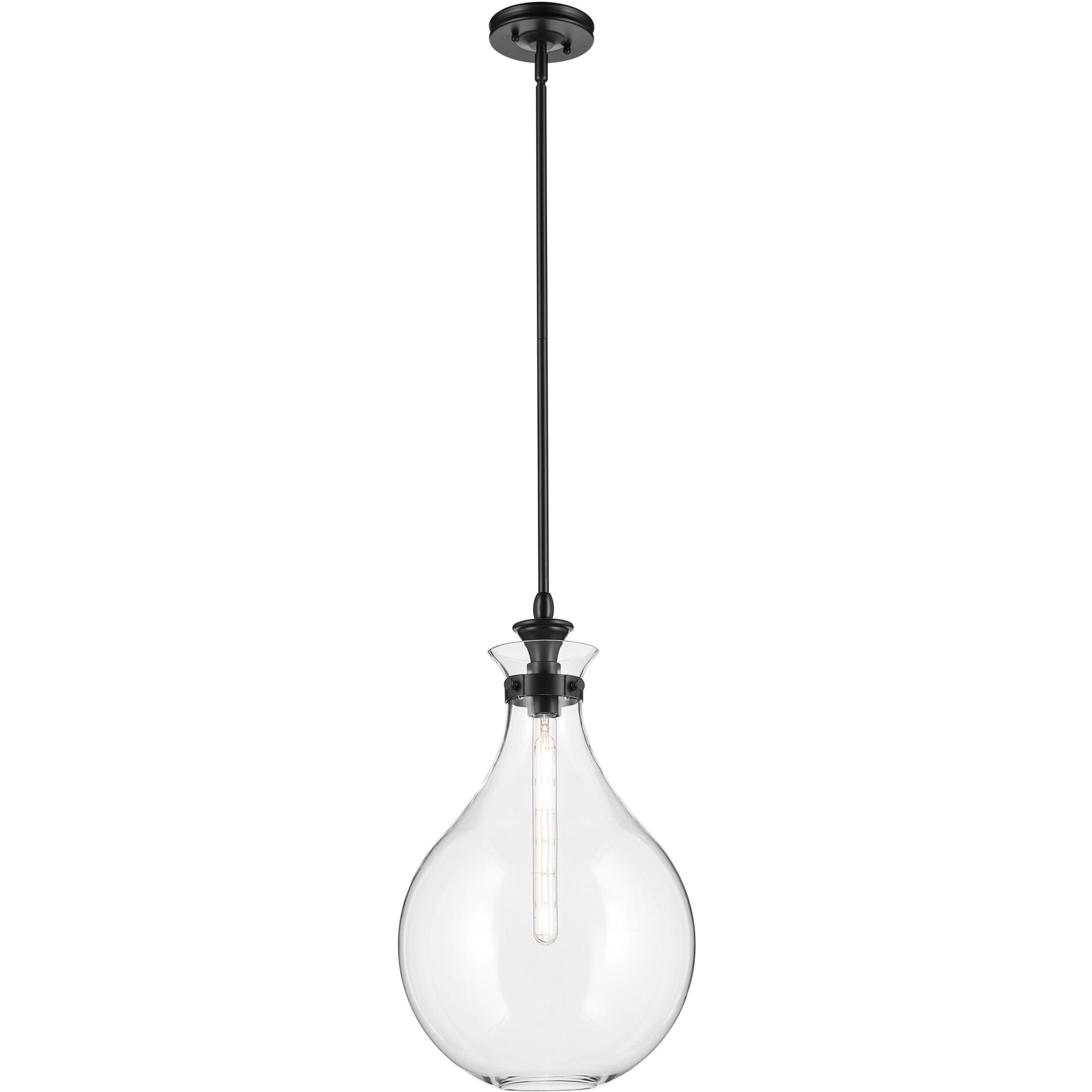 Laria 1 Light Black Pendant Ceiling Light in Clear