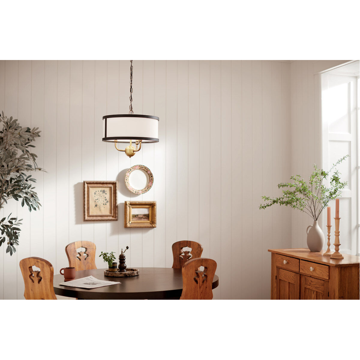 Homestead Heddle 3 Light 15.5 inch Natural Brass Chandelier Ceiling Light