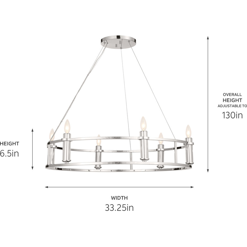 Rosalind 6 Light 33.25 inch Polished Nickel Chandelier Ceiling Light