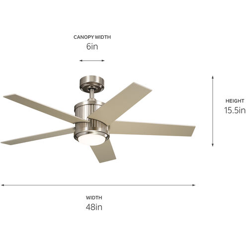 Brahm 48 inch Brushed Stainless Steel with Silver/Walnut Blades Ceiling Fan