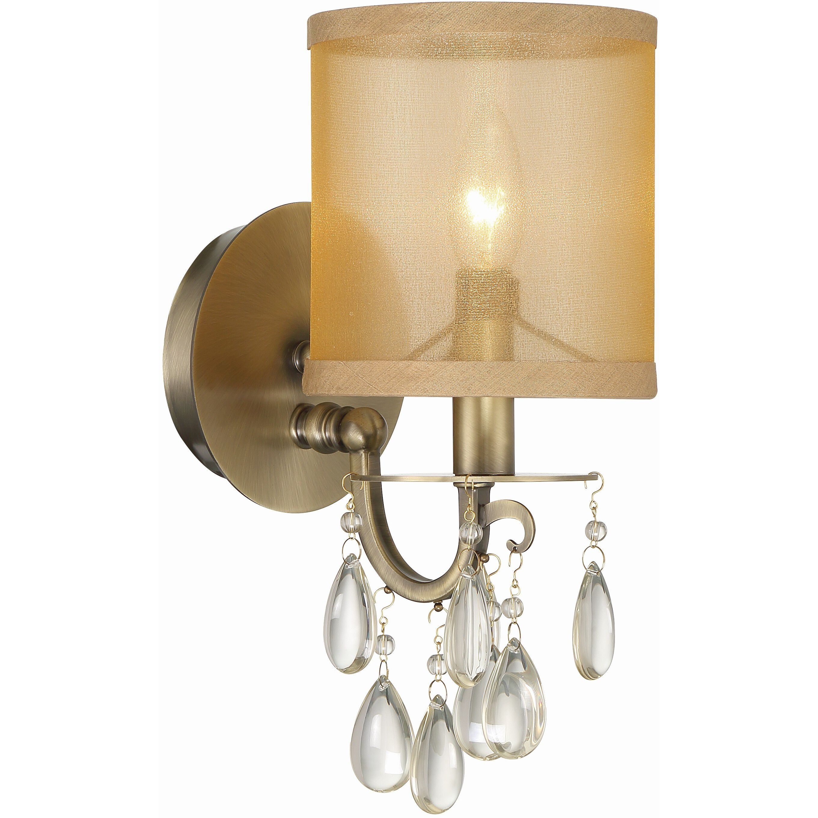 Hampton Bath Sconce Wall Light in Antique Brass