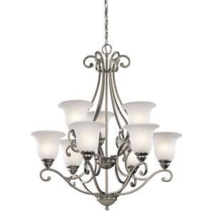Camerena 9 Light 30 inch Brushed Nickel Chandelier 2 Tier Ceiling Light in White Scavo, 2 Tier