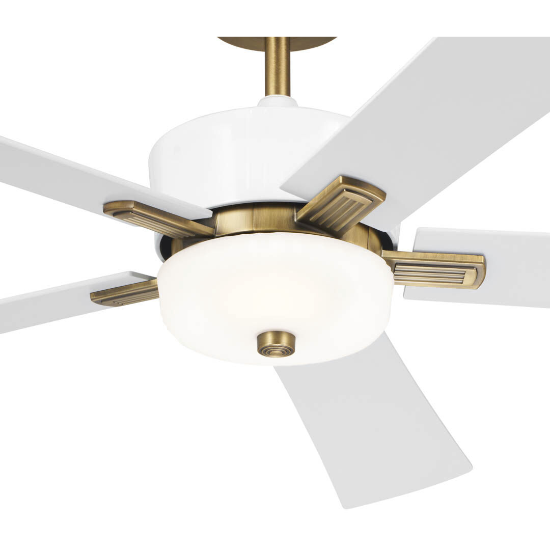 Icon 56 inch Brushed Natural Brass with White Blades Ceiling Fan
