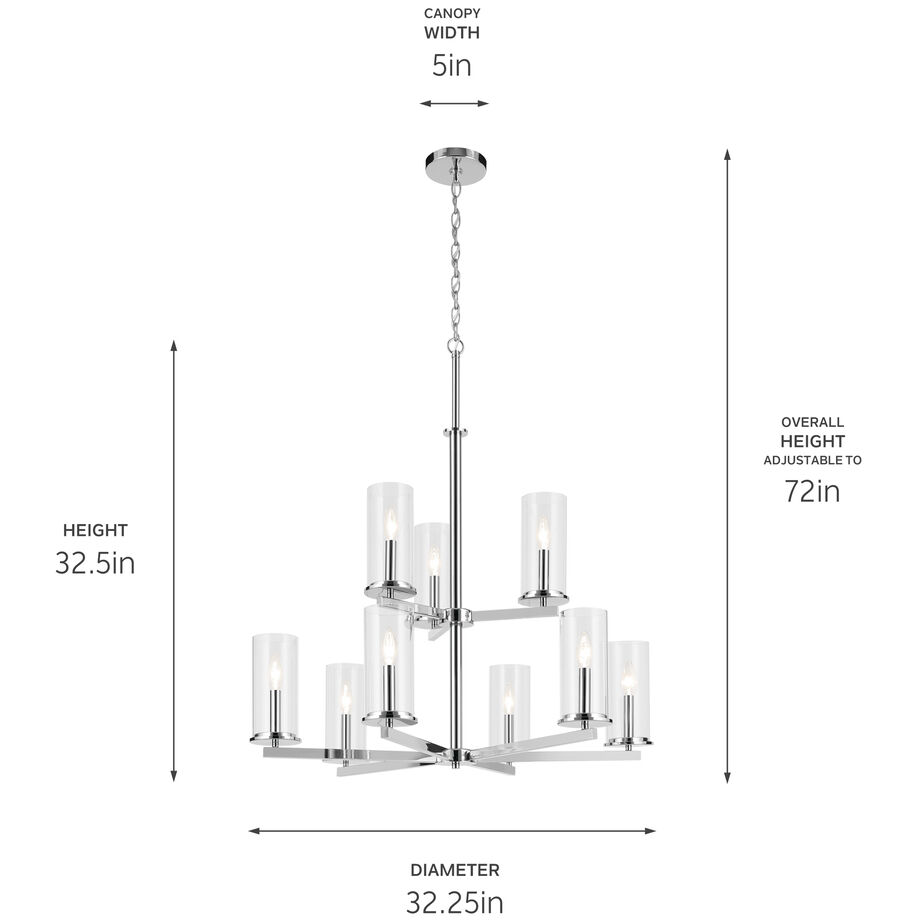 Crosby 9 Light Chrome Chandelier Ceiling Light