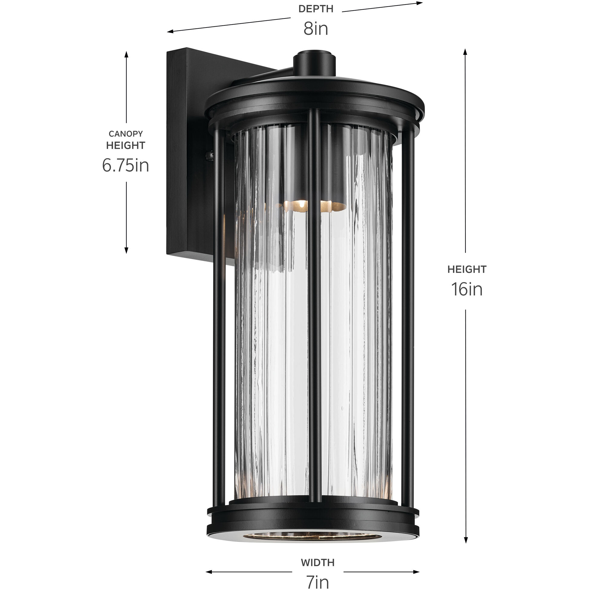 Barras 1 Light 16 inch Black Outdoor Wall Sconce