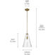 Everly 1 Light Natural Brass Pendant Ceiling Light